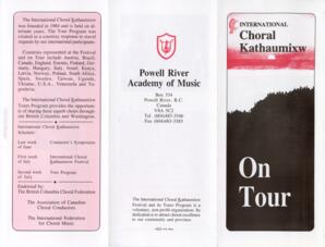 International Choral Kathaumixw Pamphlet: On Tour