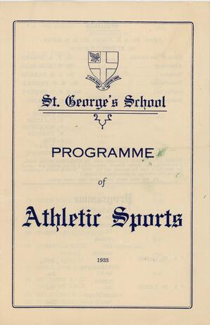 Programme of Athletic Sports 1933