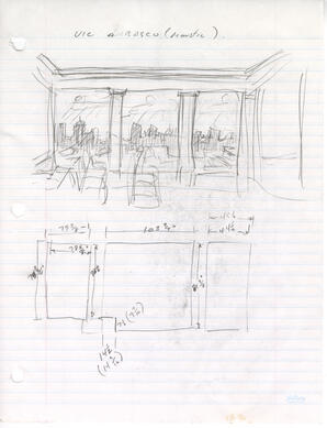 Night Falls on the City Lined Paper Pillaster Sketch