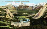 C. P. R. Hotel and Bow Valley, Banff, Canadian Rockies.