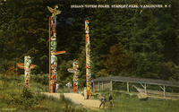 Indian totem poles, Stanley Park, Vancouver, B C