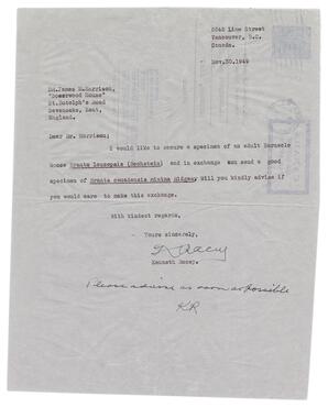 Letter from Racey to Harrison, Nov. 30, 1949 (recto)