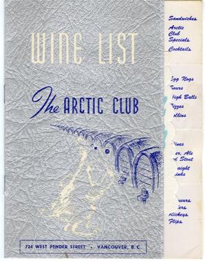 Arctic Club wine menu