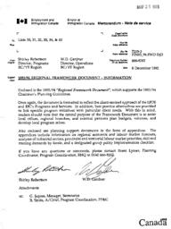 Regional Framework Document: Cover Letter
