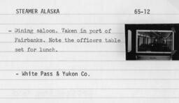 Alaska's dining saloon, set for lunch [graphic materials]