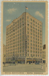 Original 1949 Hotel Mayflower postcard (front)