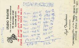 Syd Freedman's financial notes on Last Summer
