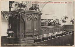 The Pulpit from the first morning service on May 28th, 1933