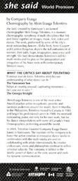 Advertisement for the She Said Performance [Verso]