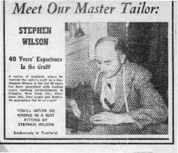 "Meet our Master Tailor!" ad