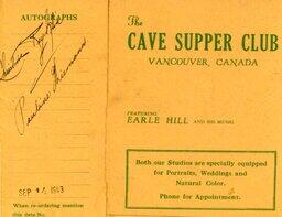The Cave souvenir photograph 1943 (back)