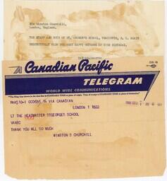 Telegram from Winston Churchill