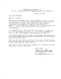 Journeywomen Ventures Invoice: Income Support for Women on Training (April 1990)