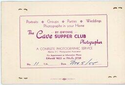 The Cave souvenir photograph 1955 (back)