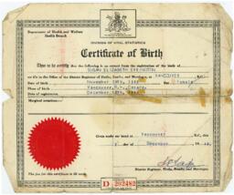 Birth certificate of Susan Tolway (Errington)