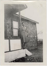 Hisae in front of the house