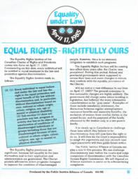 Equality Under Law: Equal Rights - Rightfully Ours