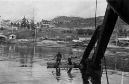 Ajax and crew dredging the Powell River [graphic materials]