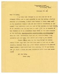Letter from Harrison to Racey, Feb. 27, 1949