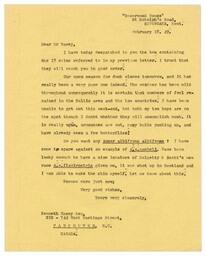 Letter from Harrison to Racey, Feb. 18, 1949