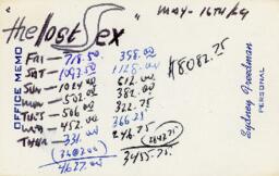 Syd Freedman's financial notes on Lost Sex