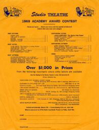 Studio Theatre 1969 Academy Award Contest ballot