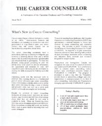 The Career Counsellor Issue No. 1 Winter 1992