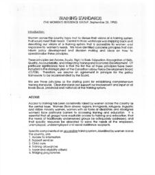 Training Standards: The Women's Reference Group