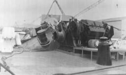 Deck-level view of Alaska's bow damage [graphic materials]