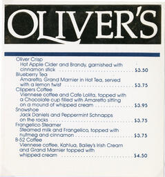 Cocktail menu