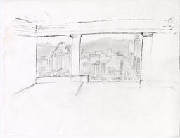 Night Falls on the City Lined Paper Pillaster Sketch