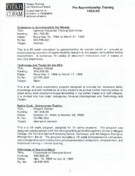 Pre-Apprenticeship Training 1994/95