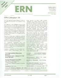 ERN: Employability Resources Network: Special Colloquium Issue: Newsletter No. 3: Fall 1989