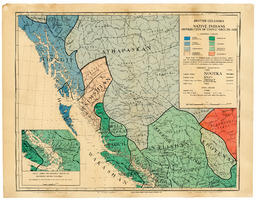 British Columbia Native Indians: Distribution of Ethnic Groups - 1850 (colour)