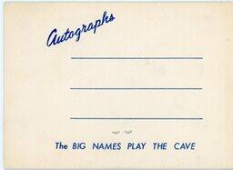 The Cave souvenir photograph 1963 (inner cover)