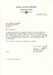 Letter from R. Auerbach to Syd Freedman