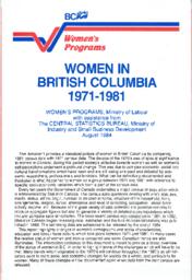 Women in British Columbia 1971-1981