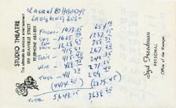 Syd Freedman's financial notes on Laurel and Hardy's Laughing 20's