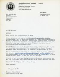 Letter from National Library of Scotland to Sydney Balarsky