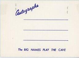 The Cave souvenir photograph 1960 (inner cover)