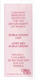 Canadian Research Institute for the Advancement of Women - Publications List