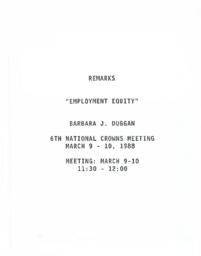 Remarks: "Employment Equity"