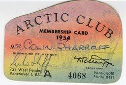 Arctic Club membership card