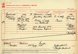 Birth certificate of Gertrude Hood (Woolf)