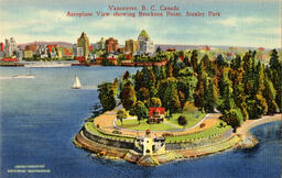 Vancouver B.C. Canada, Aeroplane View showing Brockton Point, Stanley Park (Front)