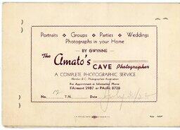 The Cave souvenir photograph 1952 (back)