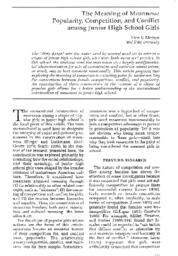 The Meaning of Meanness: Popularity, Competition, and Conflict among Junior High School Girls