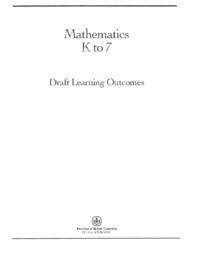 Mathematics K to 7 - Draft Learning Outcomes