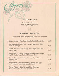 Clippers breakfast menu (front)