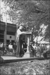 Elder Alfred Scow of the Kwakwa̱ka̱ʼwakw Nation Greeting the Crowd